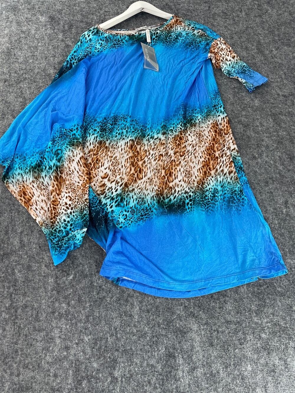 Red Apple Shift Dress Womens Large Leopard Cheetah Viscose Dolman Sleeve N329